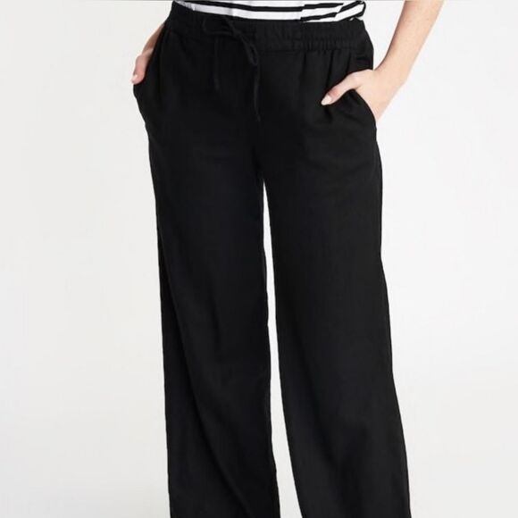 ☔️🔺️NWT Merona Black Linen Wide Leg Pants XSmall - Picture 3 of 11